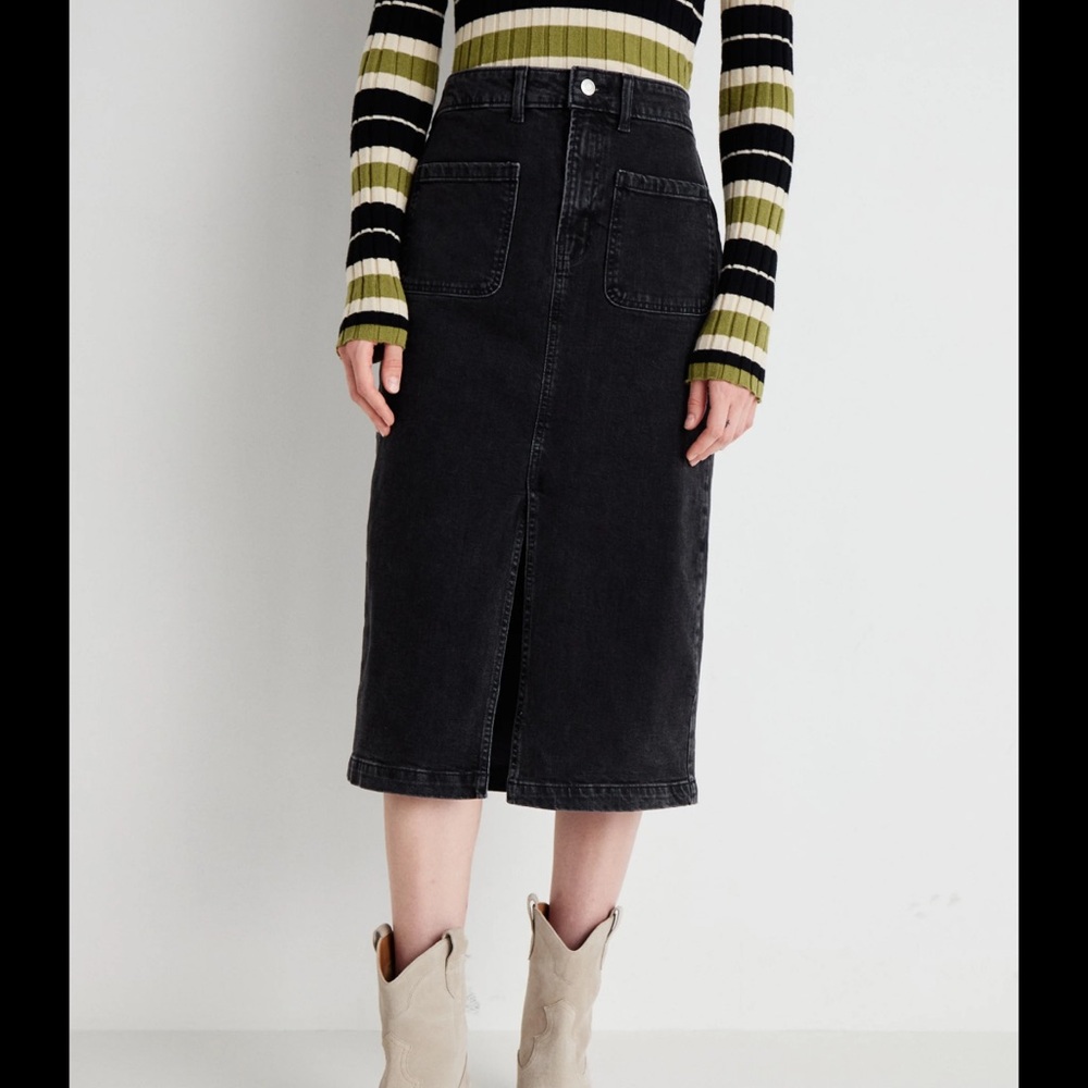 GAP Black Denim Midi Skirt 32/14